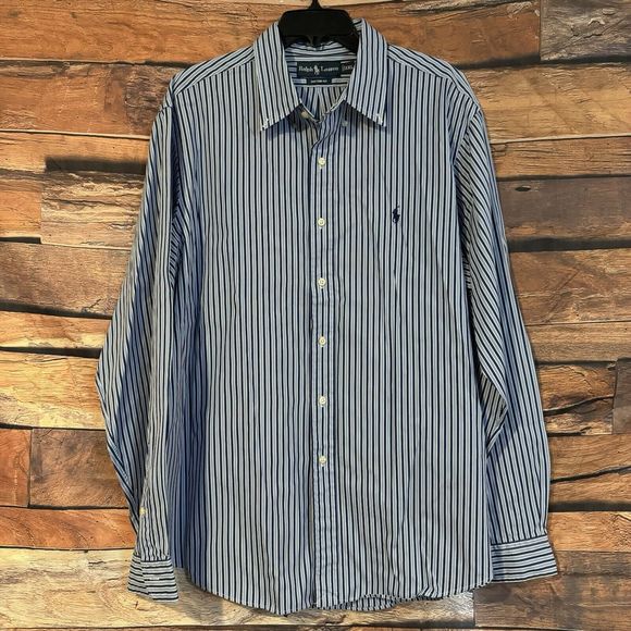 Polo Ralph Lauren Men's XXL Blue Striped Long Sleeve Button-Down Oxford Shirt - Picture 1 of 6
